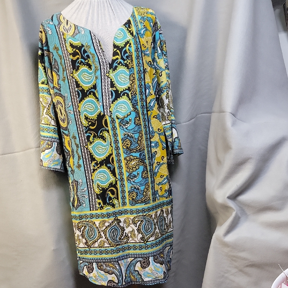 5th & Love Yellow and Blue Paisley Dress